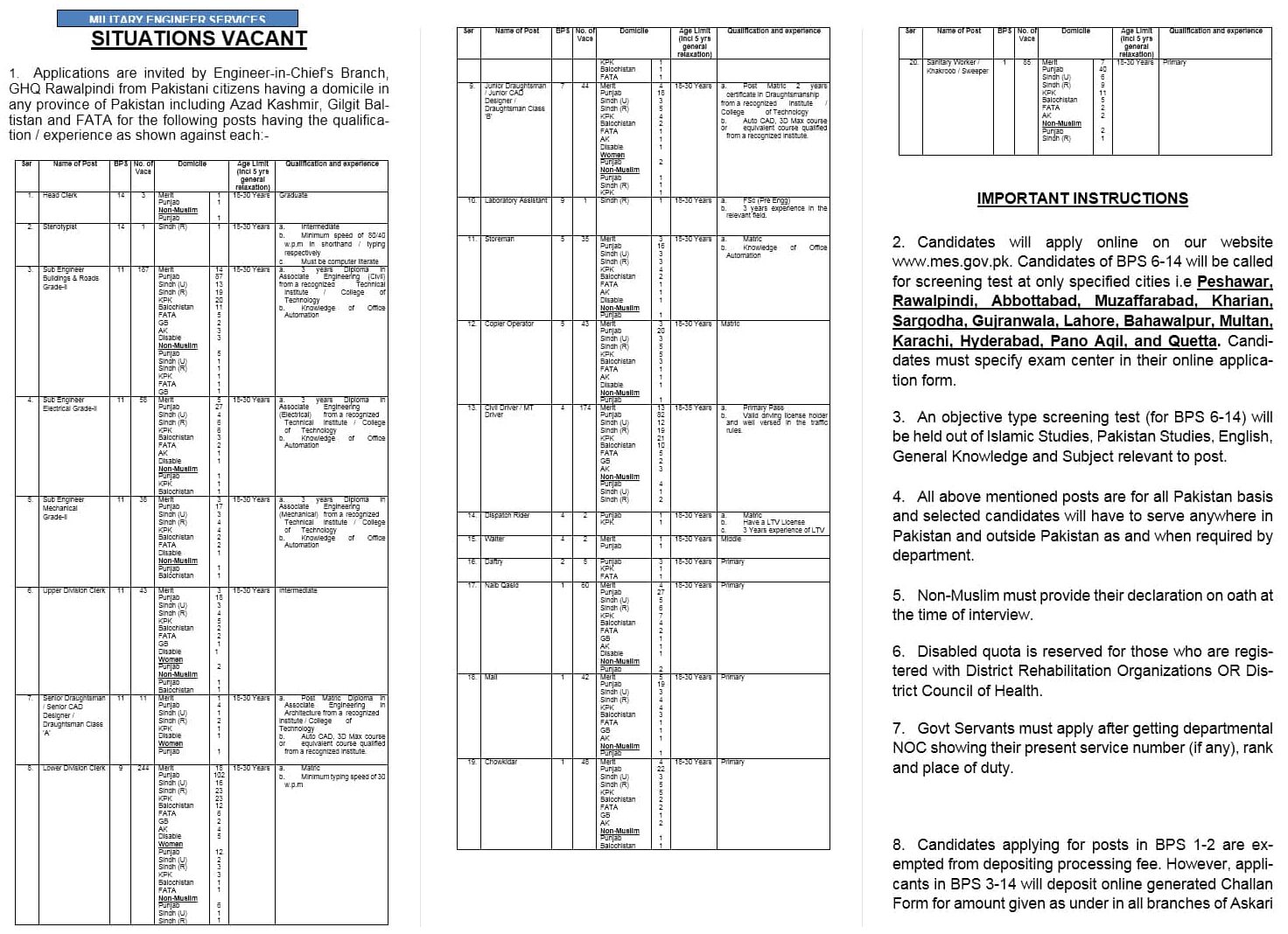 MES Jobs 2026 - Military Engineer Services Jobs